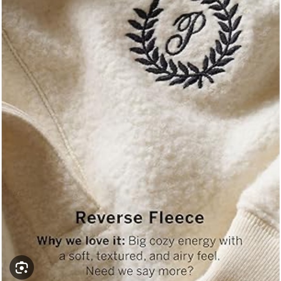 Victoria’s Secret PINK reverse fleece Shacket NWT. Size  XL/Cream - Picture 3 of 4